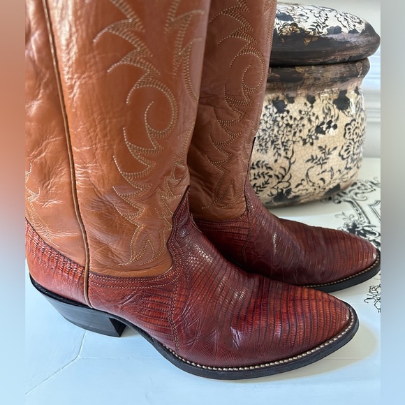 Nocona Men’s Lizard Cowboy Boots size 8 D, Women’s 9.5/10 - Picture 3 of 16